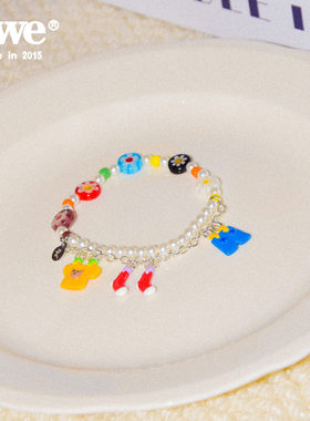 AWE彩色琉璃珍珠手链苏新皓郝熠然同款夏日多巴胺穿搭串珠手串女