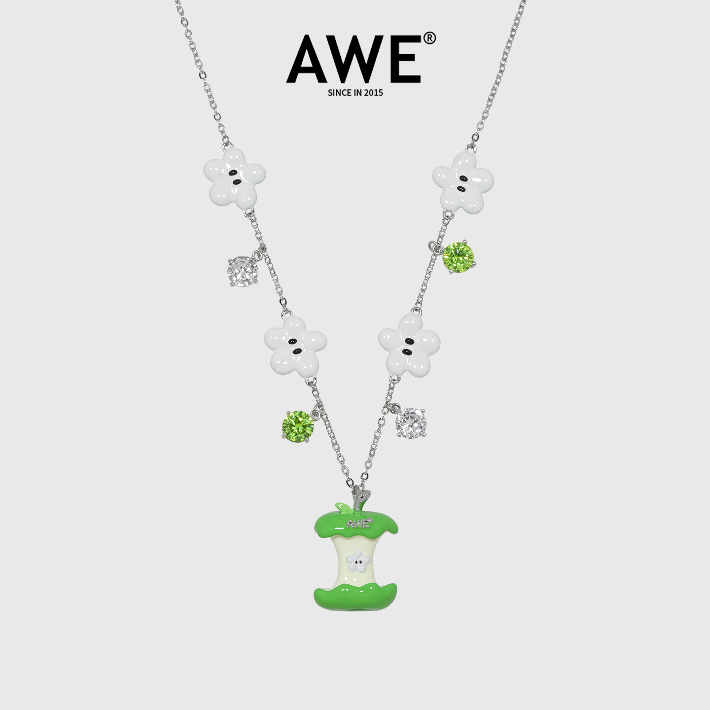 AWE张泽禹同款云朵青苹果项链女