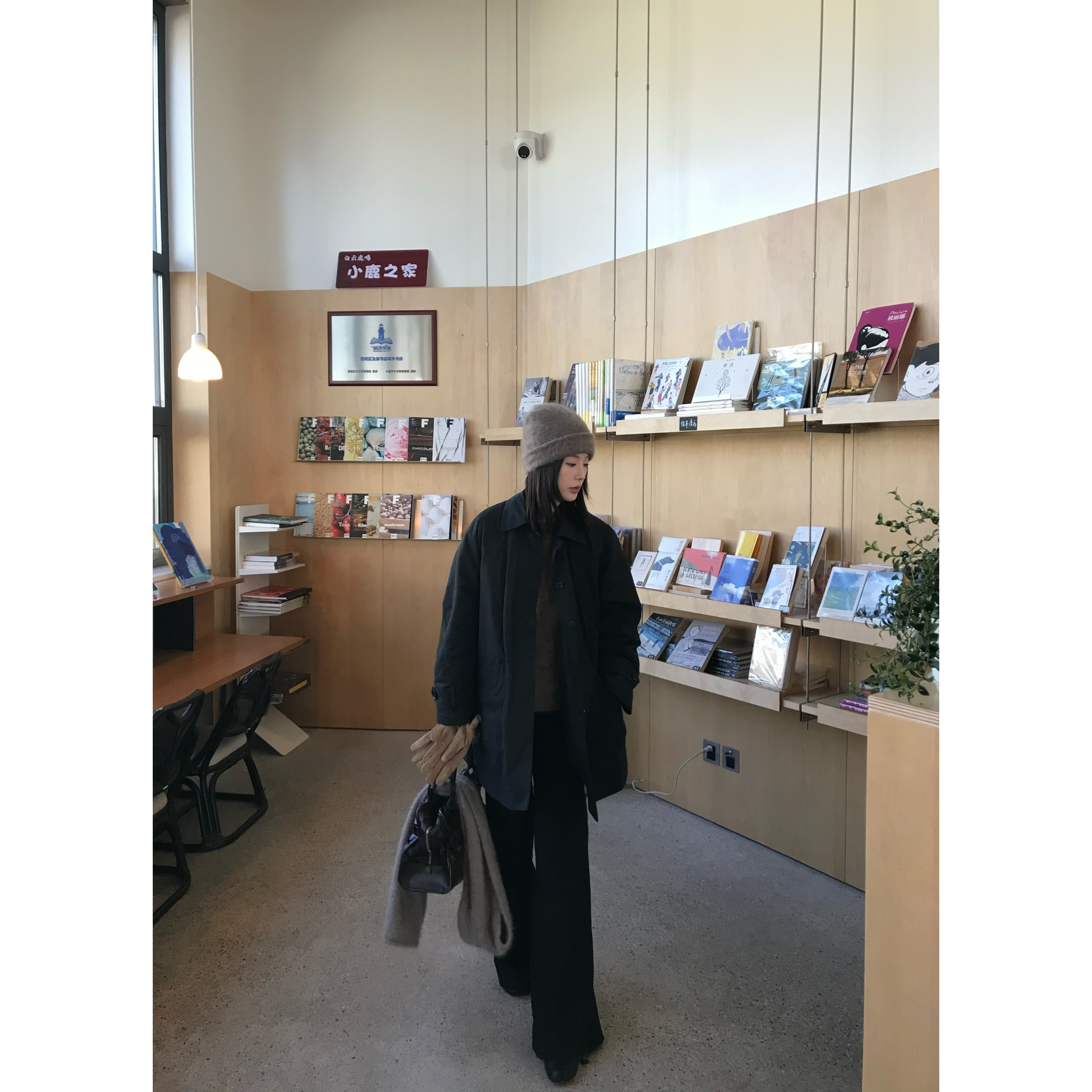 极简中长款风衣羽绒服外套女