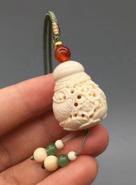 天然猛犸象牙香囊吊坠项坠挂件女士