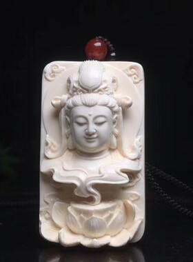 天然猛犸象牙手工雕刻牌子挂件