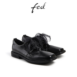 秋季 DVR091 fed黑色小皮鞋 深口单鞋 女款 女鞋 水洗马皮 新款