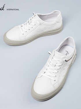 FED真皮男鞋2024春夏头层牛皮平底软底透气运动鞋男板鞋DXS537