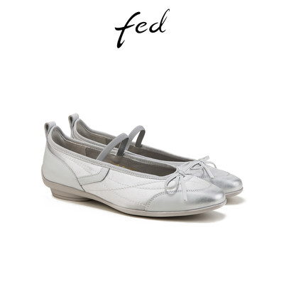 fed软底芭蕾鞋春季新款女鞋银色玛丽珍鞋粗跟单鞋女S0312-ZCA787