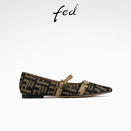 fed法式平底鞋秋季新款女鞋低跟单鞋一字扣玛丽珍鞋女S0805-ZC515