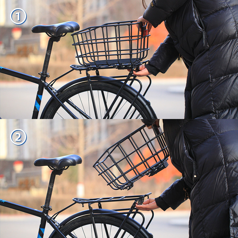山地自行车20寸后车筐后衣架货架菜篮子铝合金购物书包宠物包邮配