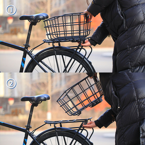山地自行车20寸后车筐后衣架货架菜篮子铝合金购物书包宠物包邮配