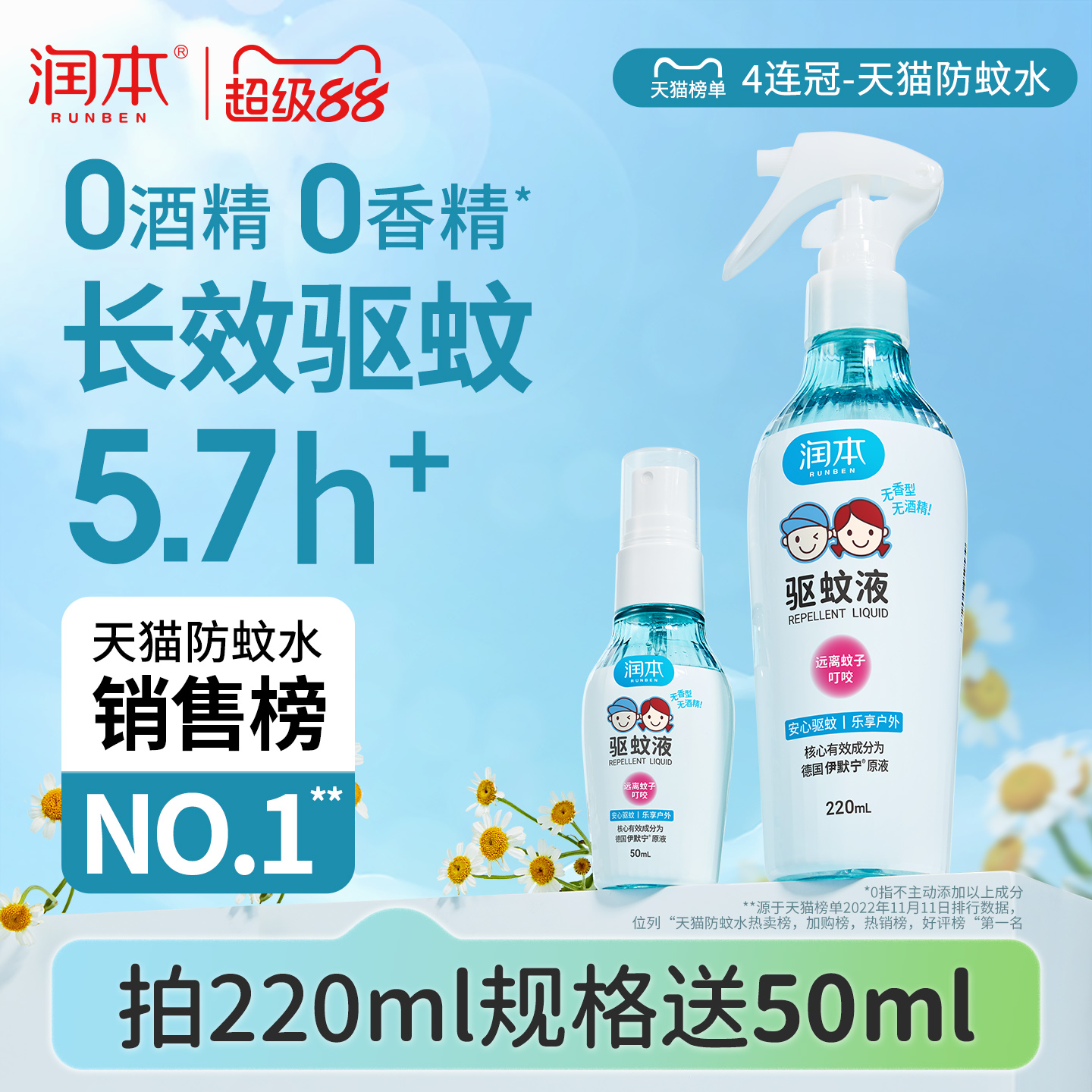 润本驱蚊液婴儿宝宝儿童户外巾专用防蚊喷雾驱蚊水花露水蚊怕水 - 封面