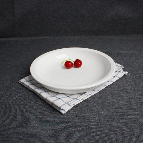 陶瓷多用圆形汤盘纯白宽边热菜碟