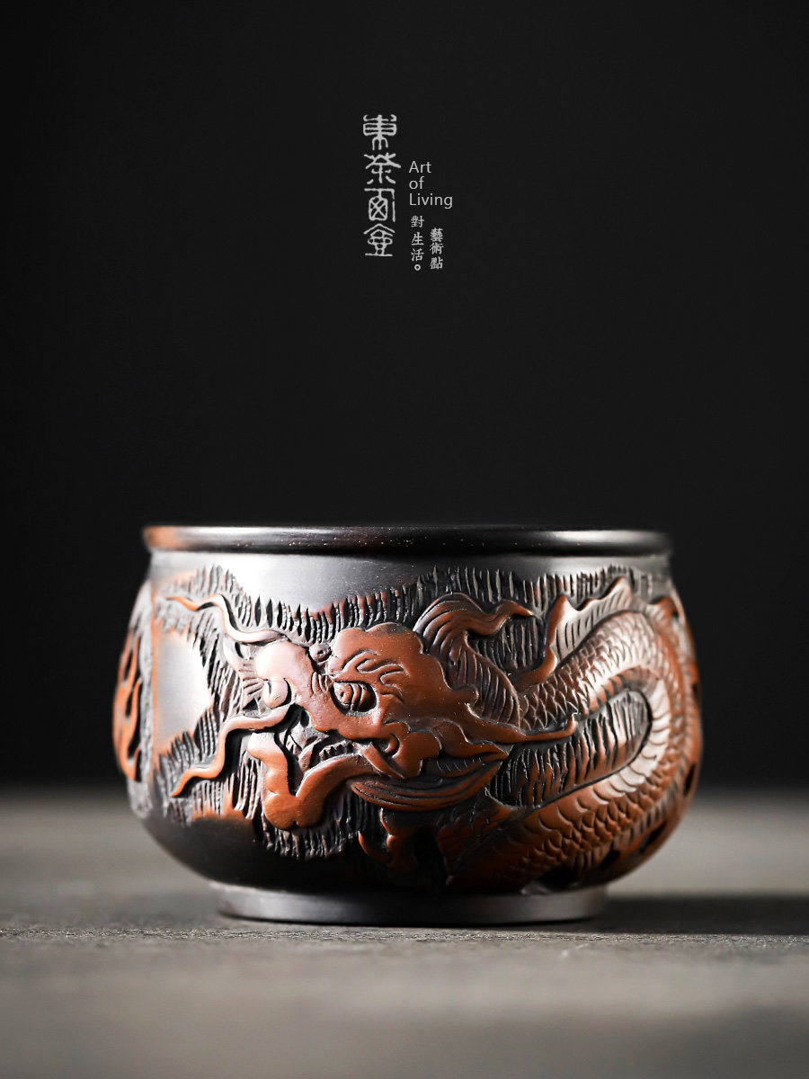 紫陶茶杯大号云南建水茶具全手工雕刻腾龙杯子品茗杯主人杯个人杯,餐饮具,茶杯,淘宝优惠券,粉丝福利购,淘宝优惠卷