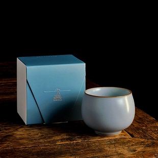清淡汝瓷茶杯天青汝窑圆满杯主人杯陶瓷杯碟品杯肥釉开片功夫茶盏