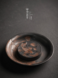 云南建水紫陶壶承纯手工茶壶垫干泡台茶具手作茶台托盘茶承干泡盘