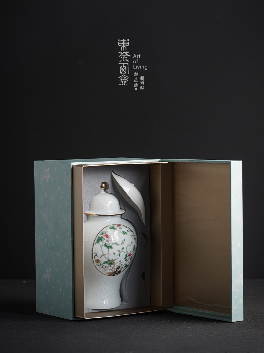 陶瓷将军罐茶叶罐大号茶罐防潮缸茶仓家用茶盒密封罐茶叶包装定制