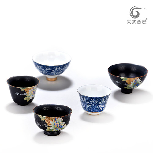 东茶西壶陶瓷扒花品茗杯功夫茶具