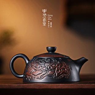 紫陶半月壶手工飞机壶可提可旋转凤鸣壶云南陶瓷茶具家用功夫茶具