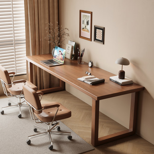 实木双人书桌家用中古电脑桌