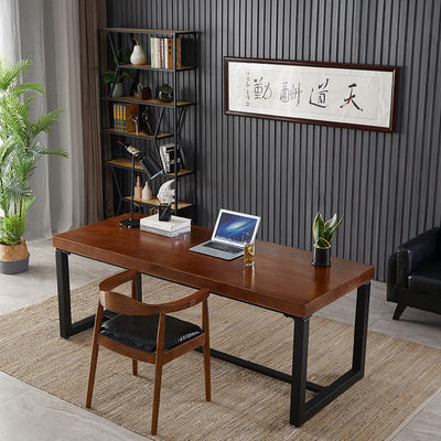 美式实木大板书桌办公电脑台式桌写字桌椅组合工作台会议桌长桌子