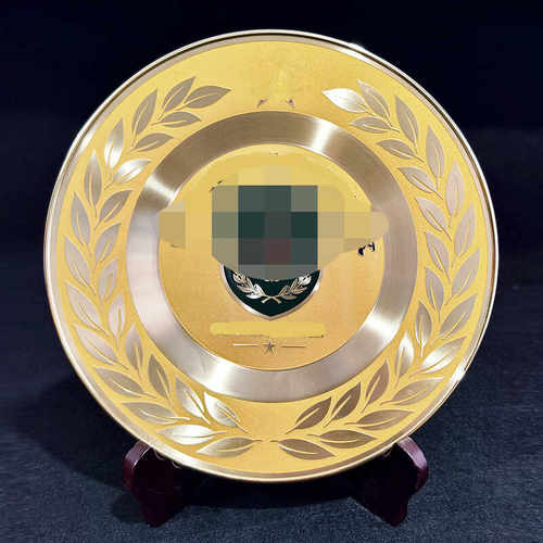 退休退伍纪念留念纪念奖牌铜盘学校公司周年会议庆典表彰定制定做
