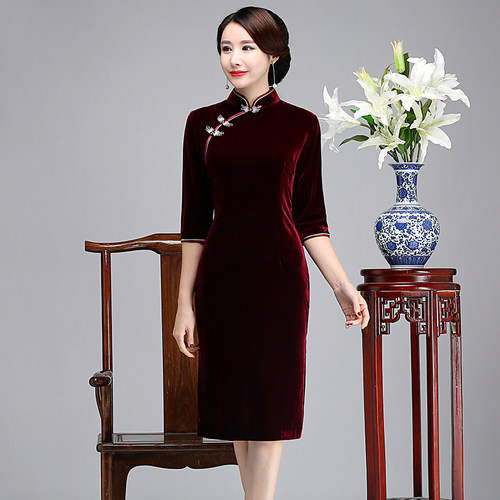 2024秋季新款旗袍中长款复古婚礼