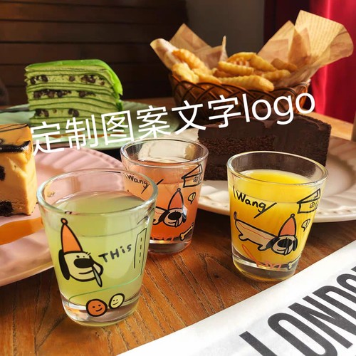烧酒杯韩国ins小酒杯白酒杯浓缩咖啡盎司杯玻璃杯子定制logo图案