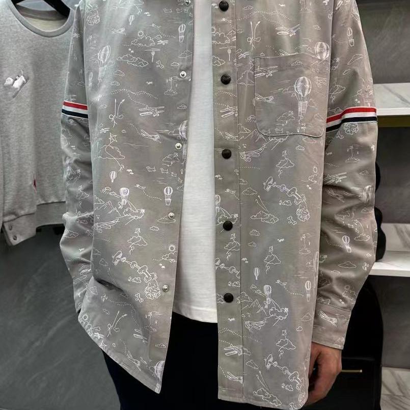 tb翻领秋冬宽松涂鸦棉质夹克时尚