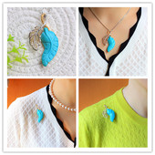 胸针吊坠两用款 枝繁叶茂 ——双色金精镶原矿高瓷高蓝绿松石.