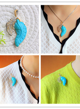 ◆枝繁叶茂◆胸针吊坠两用款 ——双色金精镶原矿高瓷高蓝绿松石.