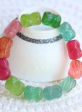 手链雕刻碧玺长生果彩色