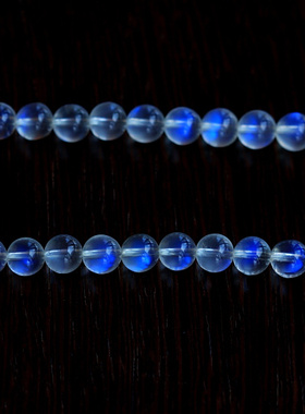 ◆冰清玉洁◆高品质玻璃体蓝月光石圆珠手链（戴两圈）玻璃体月光