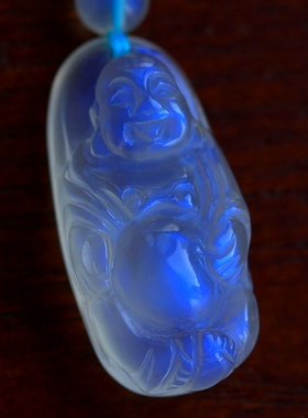 ◆佛缘◆超清透蓝色光晕月光石佛公