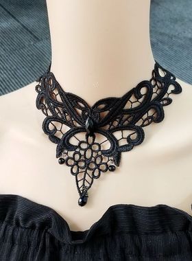 新品颈链黑色项链蕾丝锁骨链