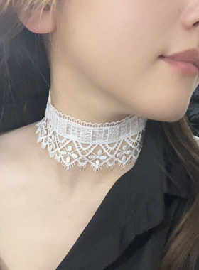 欧美风人气项饰复古蕾丝遮颈纹宽边项链颈链短款锁骨链