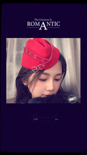 红色船帽船形帽礼帽空空姐帽子女款舞台演出帽子礼帽乐队表演帽