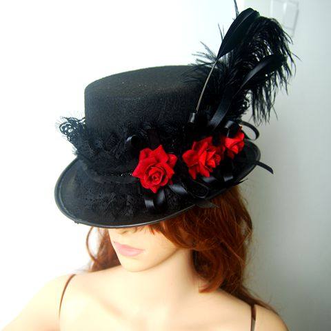 蒸汽朋克帽子玫瑰lolita小礼帽配饰齿轮基佬 聚会 演出装饰帽子