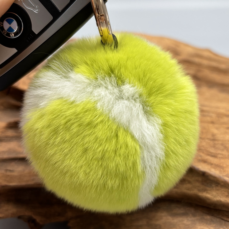 真獭兔毛网球ins汽车钥匙扣挂件