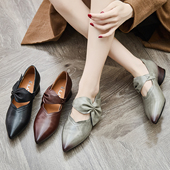 子ⅰns潮百搭小众浅口女单鞋 2025新款 真皮美式 尖头鞋 潮牌玛丽珍鞋