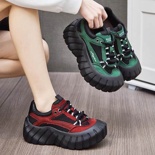 真皮松糕老爹鞋女厚底运动休闲鞋