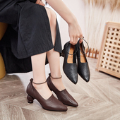 子ⅰns韩版 潮流百搭小众深口尖头女士单鞋 新爆款 鞋 春秋高跟妈妈鞋