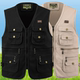 黑色纯棉马甲拉链春秋休闲坎肩中老年男士 多口袋钓鱼摄影背心爸爸