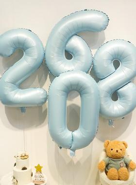 32寸婴儿蓝色数字铝膜气球男孩宝宝周岁生日派对装饰布置拍照道具