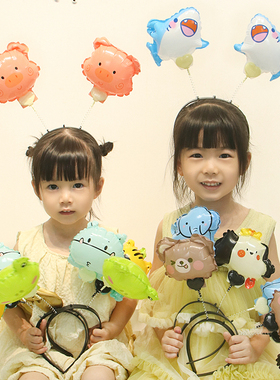 儿童卡通动物头箍弹簧气球幼儿园礼品节日装饰地推摆摊夜市小玩具