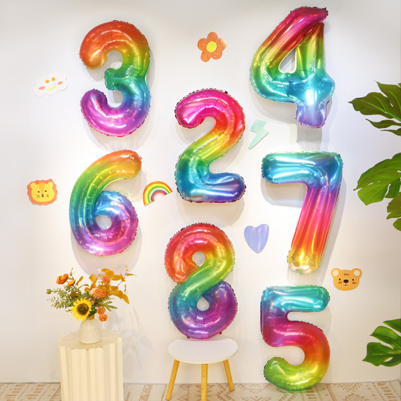 32寸数字气球糖果色生日布置装饰