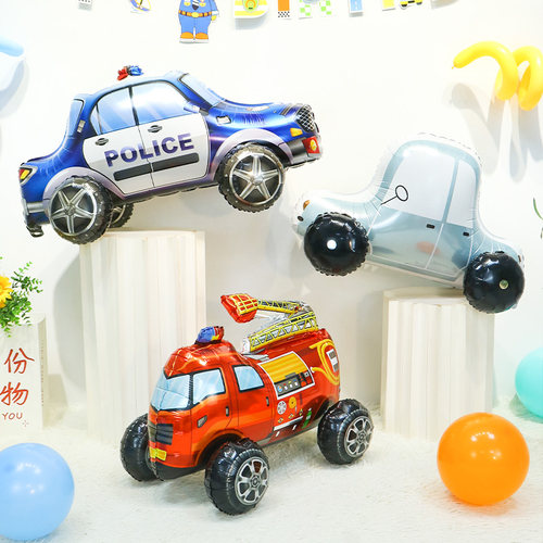 创意立体组装警车消防车铝膜气球