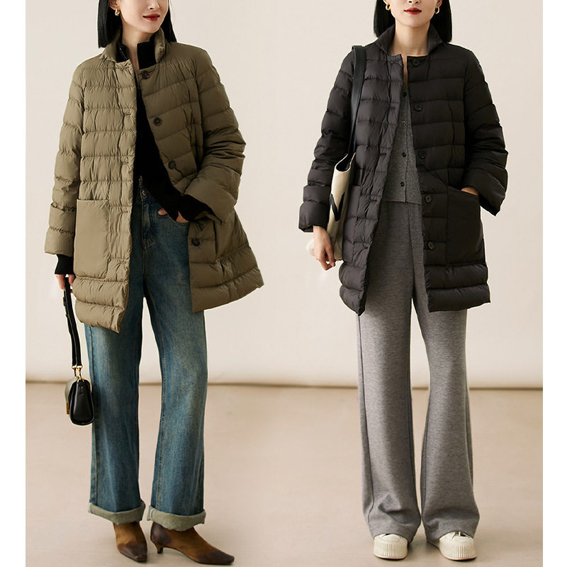 打破羽绒服的臃肿高端95白鹅绒轻薄中长款鹅绒服日系女款冬季
