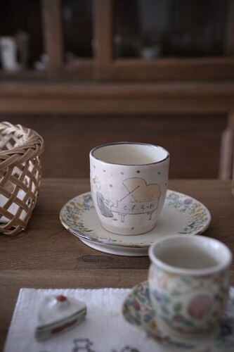 日本作家器茶器茶杯花朵