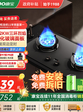 康宝QB625猛火燃气灶煤气灶家用定时双灶天然气炉灶台液化气灶具