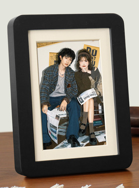 相框洗照片定制摆台做成相册6寸7寸8实木加打印高级感diy装裱架a4