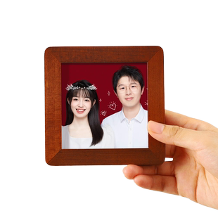 实木创意结婚照相框宝宝证件照摆台婚姻登记周岁周年礼2寸物定制