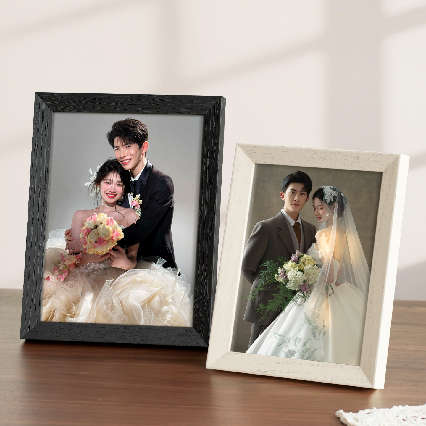 洗照片做成相框摆台高级实木展示