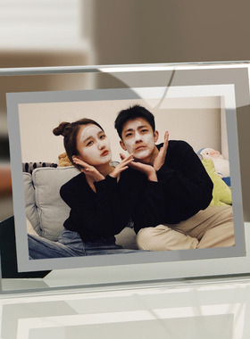 玻璃相框透明相册洗照片打印加定制摆台高级感空框6寸7水晶摆件